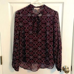 Women’s Purple Patterned Longsleeve Blouse